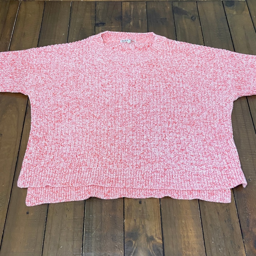 Alex Mill Womens Coral Pink Marled Cotton Chunky Knit Oversized Sweater Medium